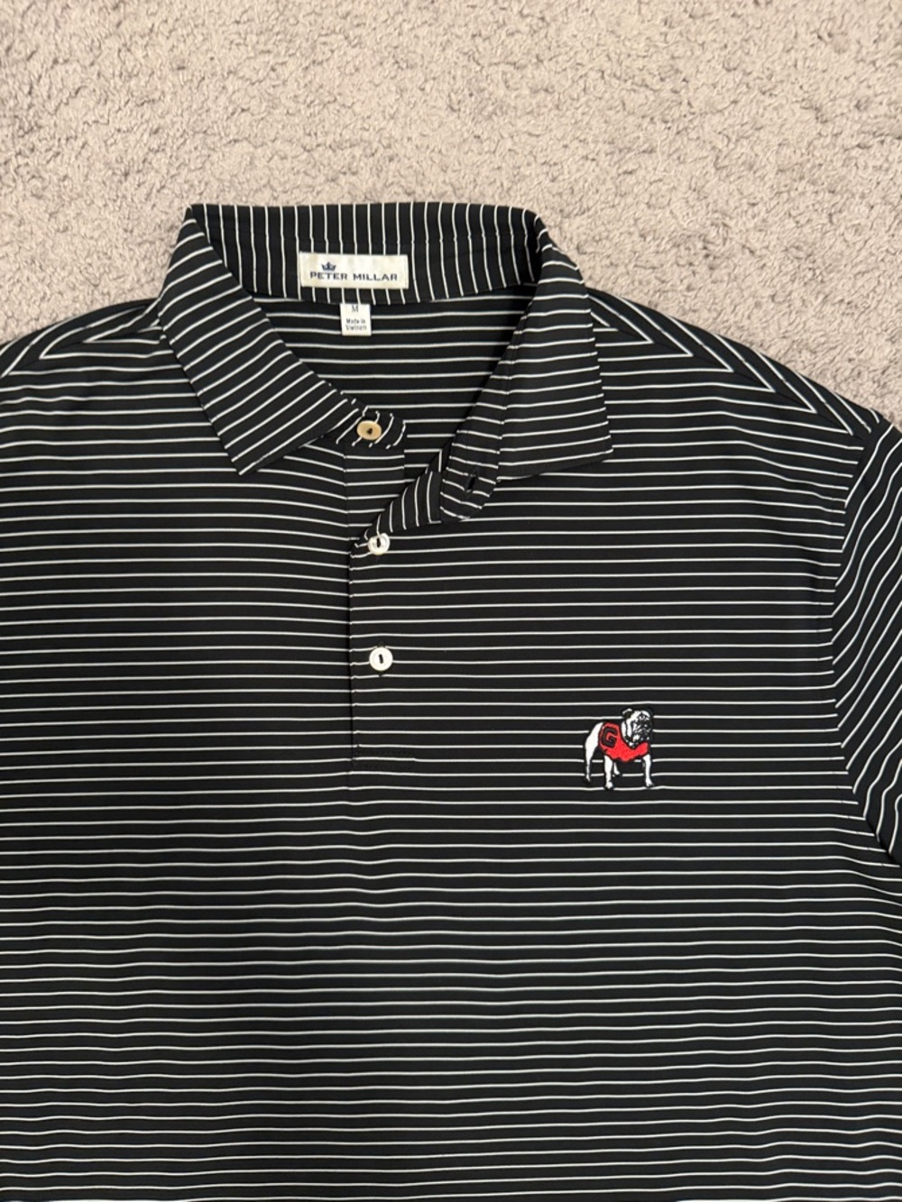 Peter Millar Georgia Bulldogs Polo Performance Material Size Medium Black White